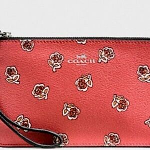 Coach Red Floral Wristlet